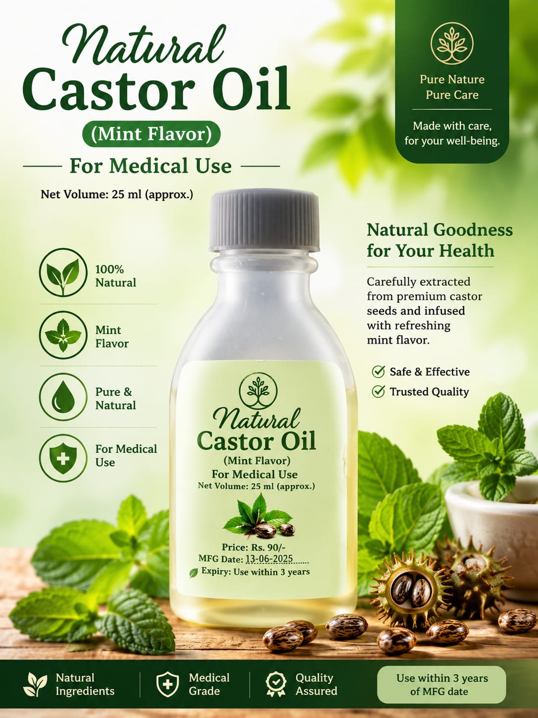 Natural Castor Oil (Mint Flavor)