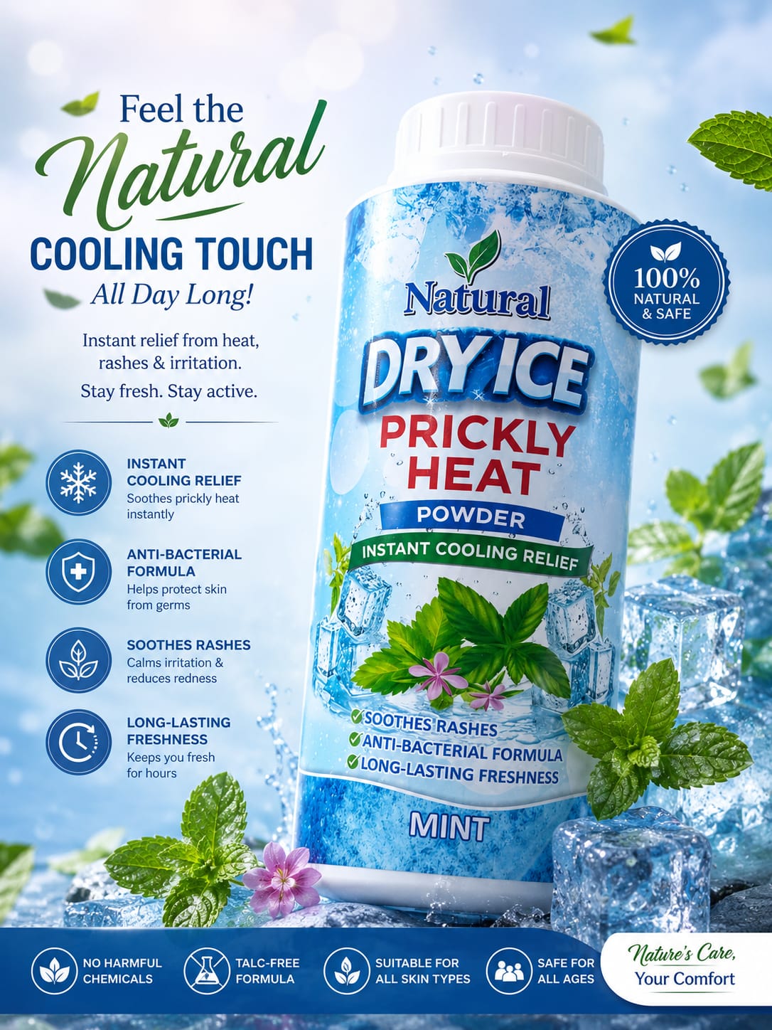 Natural Dry Ice Prickly Heat Powder